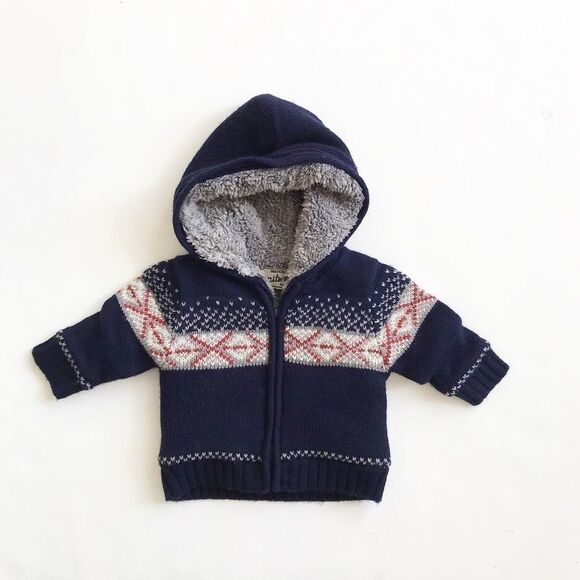 Mayoral Sherpa lined knit sweater/jacket EUC 6m - Picture 1 of 4